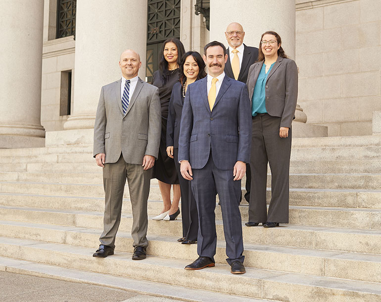Lewellen & Strebe family law firm on court steps